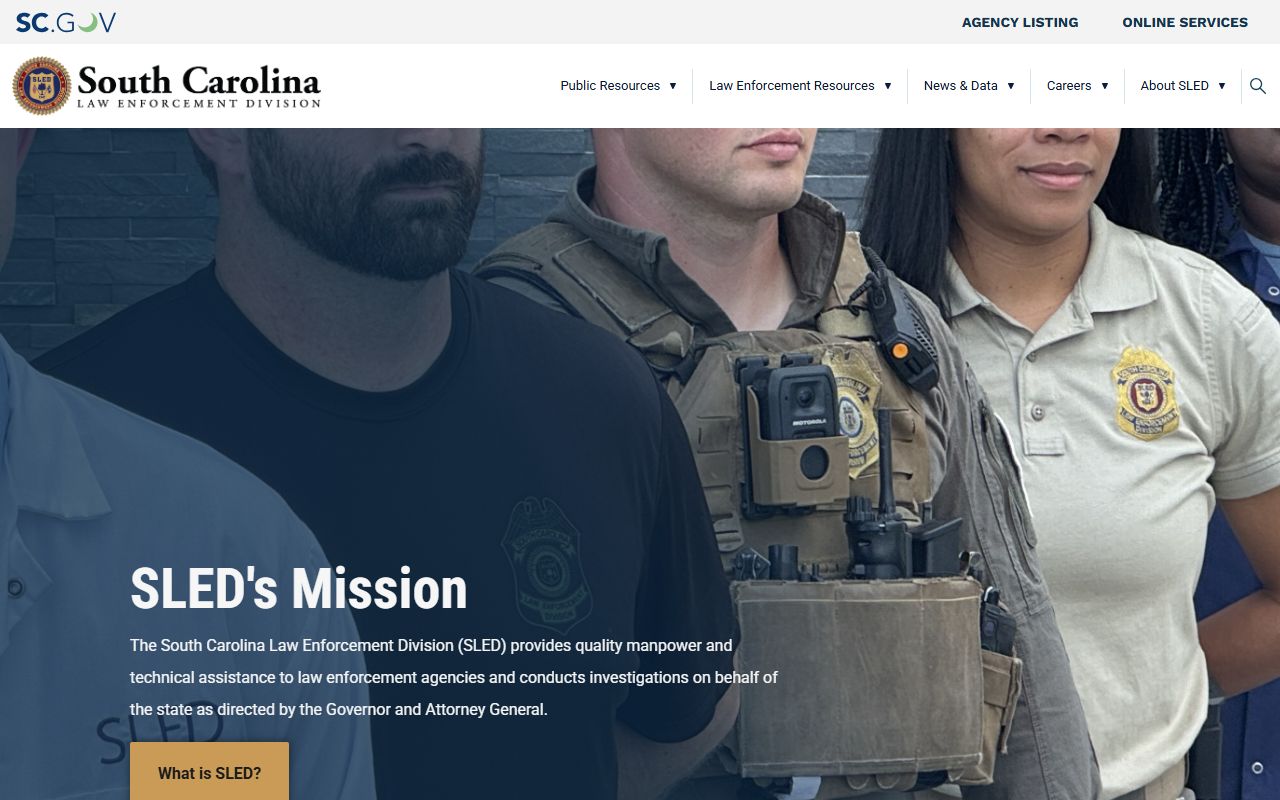 SLED state portal supporting Horry County arrest records and statewide criminal history