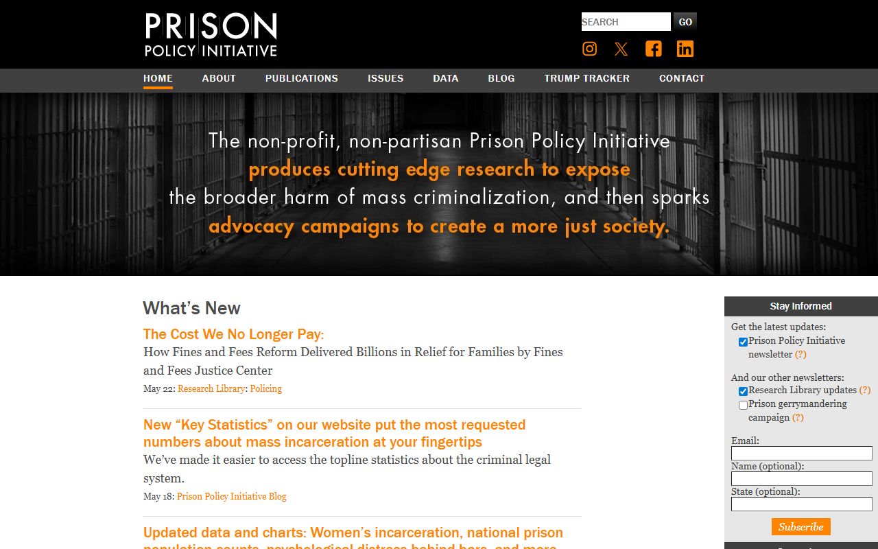 Horry County jail population research context from the Prison Policy Initiative