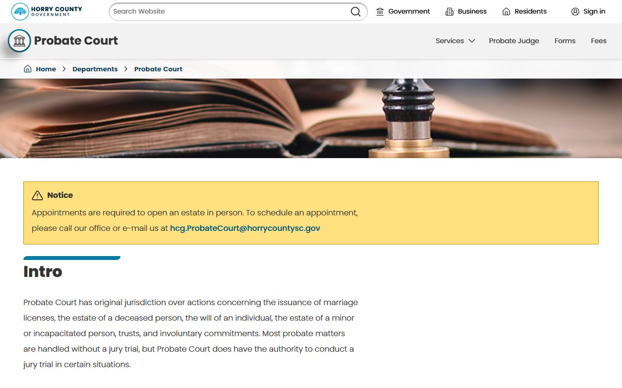 Horry County probate records