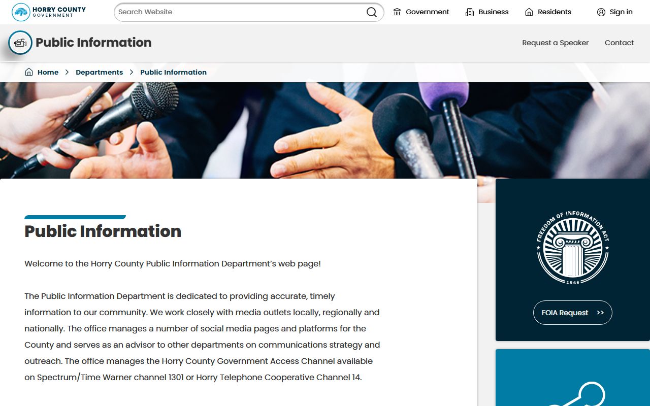 Horry County public records Public Information FOIA page with fee schedule