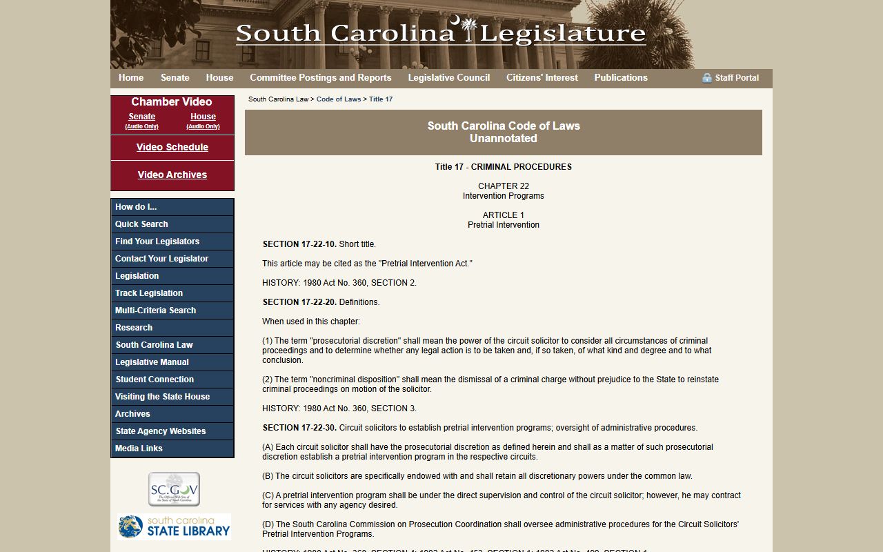 Horry County public records South Carolina Title 17 Chapter 22 expungement statute
