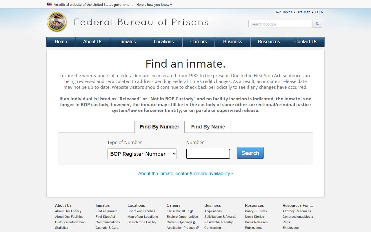 Horry County released inmates Federal Bureau of Prisons inmate locator
